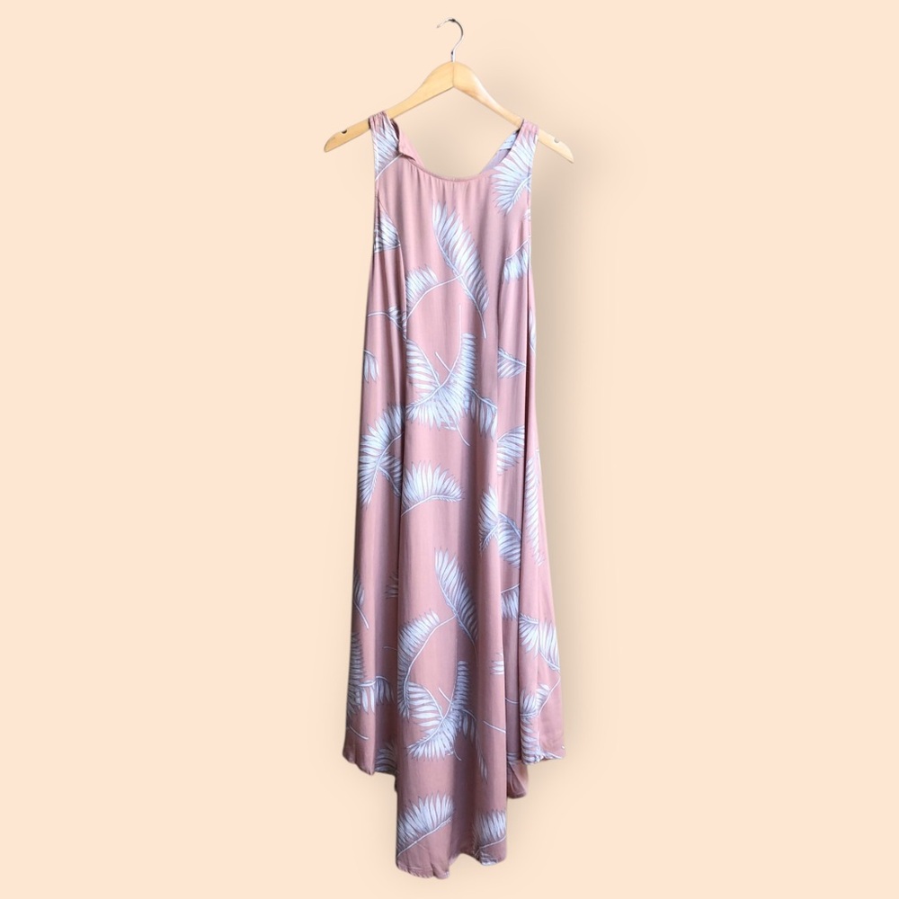Mustard Seed NEW Pink Palm-Print Maxi Dress Summer Vacation Oversized Women’s S